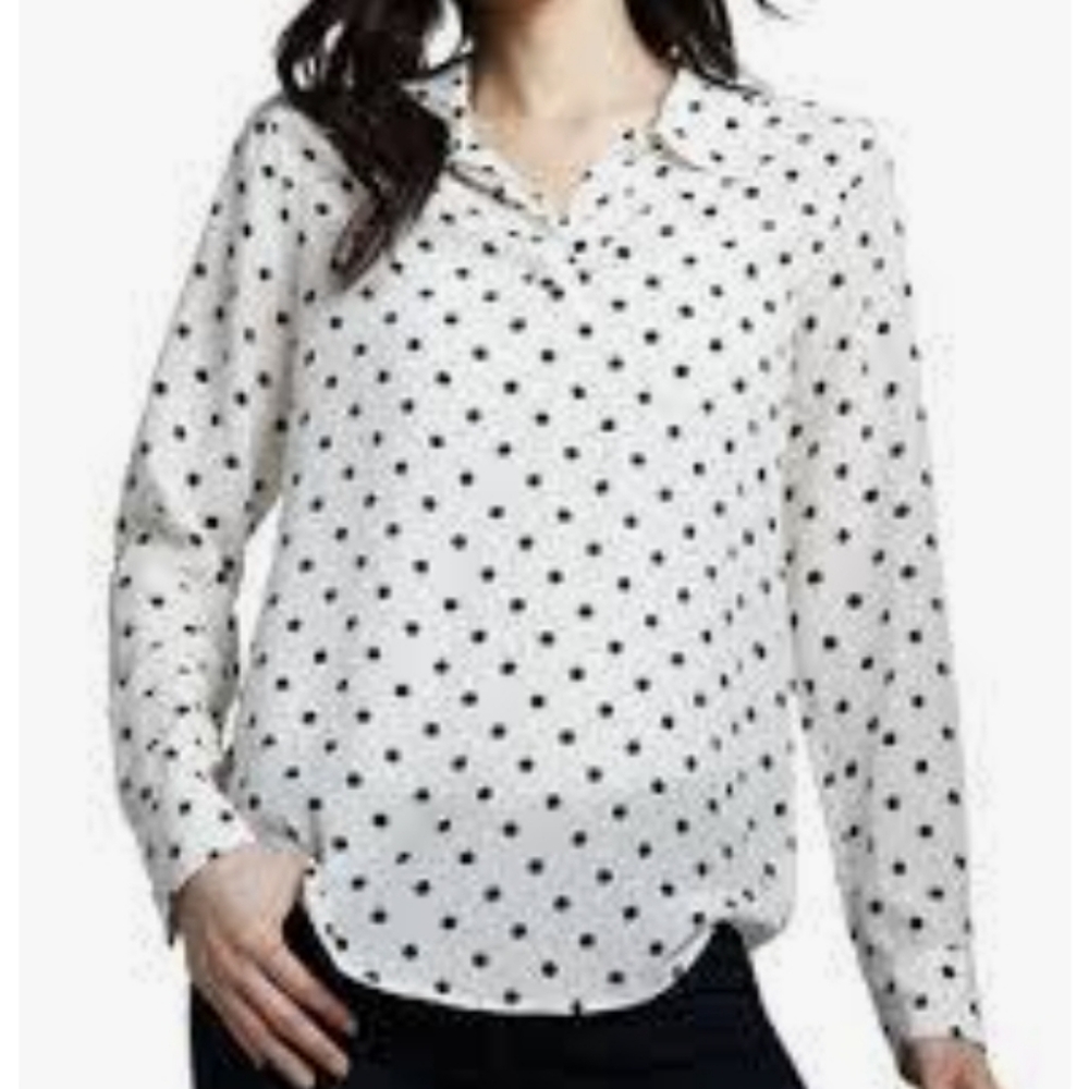 Orvis White and Black Polka Dot Blouse